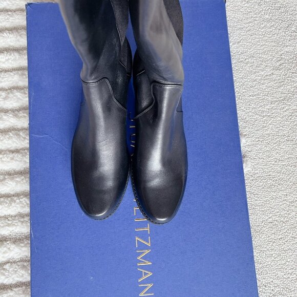 Stuart Weitzman City 5050 Heel Over The Knee OTK Black Leather Boots US 7 SPAIN - Picture 6 of 13